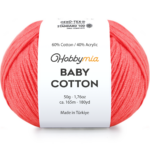 HobbyMia Baby Cotton Yarn for Crocheting - 50g / 180yds - (2) Fine, Sport Weight Yarn - Soft Amigurumi Yarn for Crochet Thread - 60% Cotton & 40% Acrylic (Cerise Pink, 1 Ball)