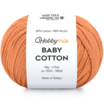 HobbyMia Baby Cotton Yarn for Crocheting - 50g / 180yds - (2) Fine, Sport Weight Yarn - Soft Amigurumi Yarn for Crochet Thread - 60% Cotton & 40% Acrylic (Atomic Tangerine, 1 Ball)