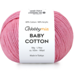 HobbyMia Baby Cotton Yarn for Crocheting - 50g / 180yds - (2) Fine, Sport Weight Yarn - Soft Amigurumi Yarn for Crochet Thread - 60% Cotton & 40% Acrylic (Muted Pink, 1 Ball)