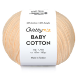 HobbyMia Baby Cotton Yarn for Crocheting - 50g / 180yds - (2) Fine, Sport Weight Yarn - Soft Amigurumi Yarn for Crochet Thread - 60% Cotton & 40% Acrylic (Dairy Cream, 1 Ball)