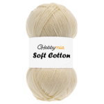 HobbyMia Soft Cotton Yarn for Crocheting - 100gr / 361yds - 55% Cotton / 45% Acrylic - (2) Sport Fine Weight (Off-White - Cream, 1 Skein)