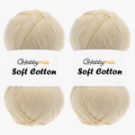HobbyMia Soft Cotton Yarn for Crocheting - 100gr / 361yds - 55% Cotton / 45% Acrylic - (2) Sport Fine Weight (Off-White - Cream, 2 Skeins)