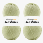 HobbyMia Soft Cotton Yarn for Crocheting - 100gr / 361yds - 55% Cotton / 45% Acrylic - (2) Sport Fine Weight (Green - Asparagus, 2 Skeins)