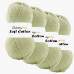 HobbyMia Soft Cotton Yarn for Crocheting - 100gr / 361yds - 55% Cotton / 45% Acrylic - (2) Sport Fine Weight (Green - Asparagus, 4 Skeins)