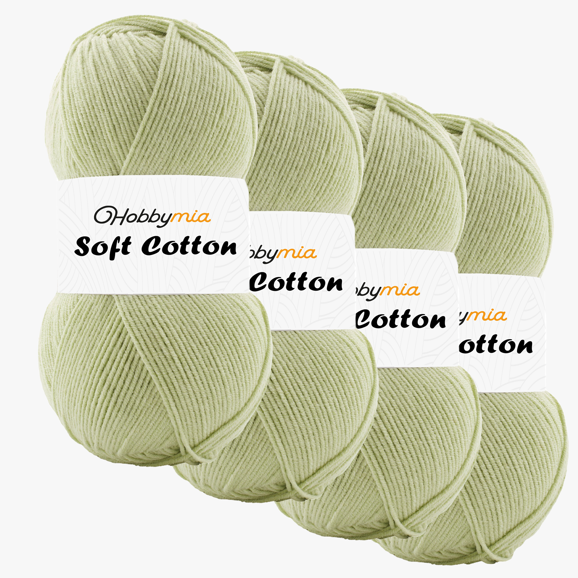 14103-4-1.png HobbyMia Soft Cotton Yarn for Crocheting - 100gr / 361yds - 55% Cotton / 45% Acrylic - (2) Sport Fine Weight (Green - Asparagus, 4 Skeins) - Image 1