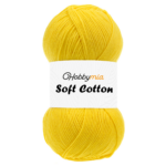 HobbyMia Soft Cotton Yarn for Crocheting - 100gr / 361yds - 55% Cotton / 45% Acrylic - (2) Sport Fine Weight (Yellow - Daisy, 1 Skein)