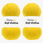 HobbyMia Soft Cotton Yarn for Crocheting - 100gr / 361yds - 55% Cotton / 45% Acrylic - (2) Sport Fine Weight (Yellow - Daisy, 2 Skeins)