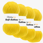 HobbyMia Soft Cotton Yarn for Crocheting - 100gr / 361yds - 55% Cotton / 45% Acrylic - (2) Sport Fine Weight (Yellow - Daisy, 4 Skeins)
