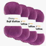 HobbyMia Soft Cotton Yarn for Crocheting - 100gr / 361yds - 55% Cotton / 45% Acrylic - (2) Sport Fine Weight (Purple - Onion Flower, 4 Skeins)