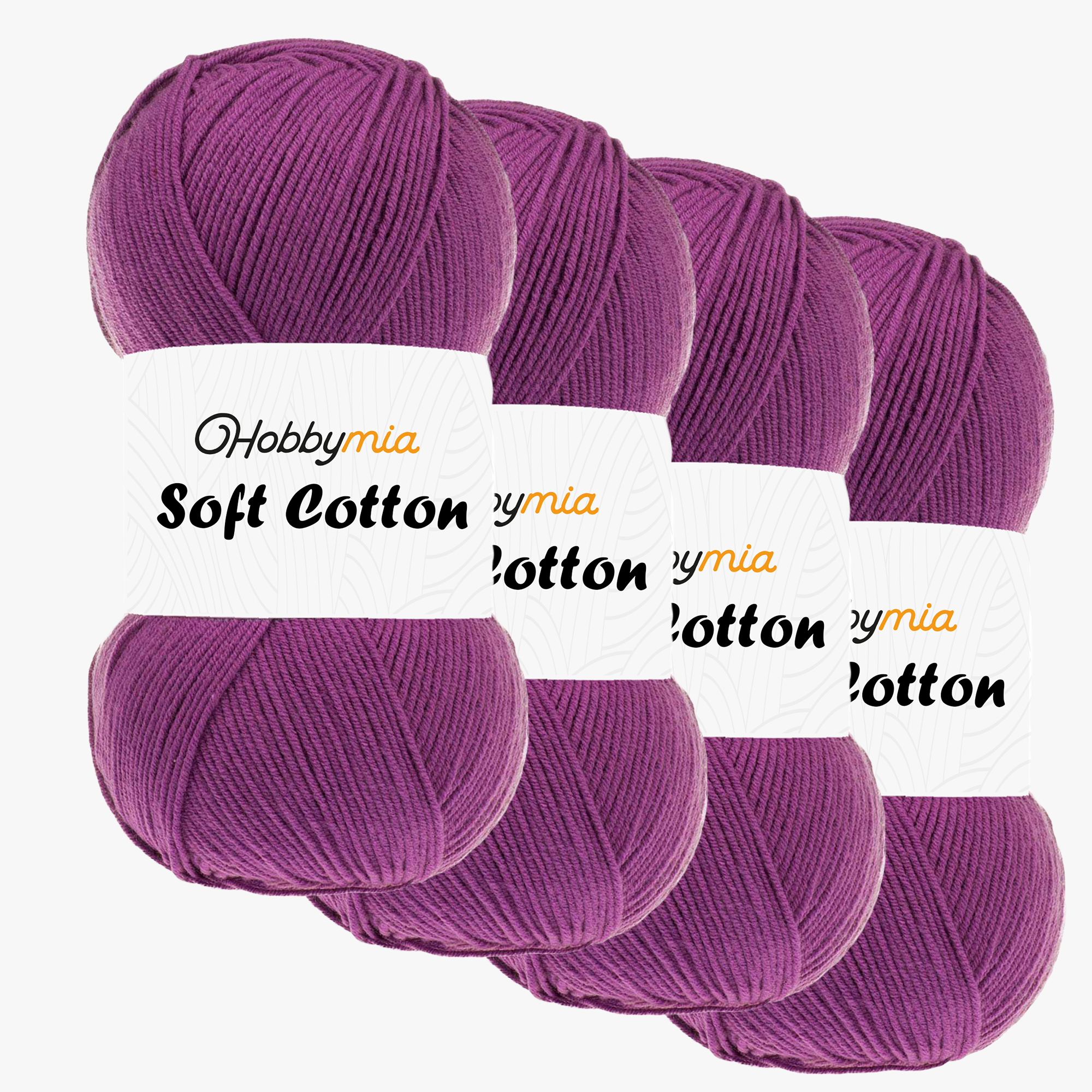 14122-4-1.png HobbyMia Soft Cotton Yarn for Crocheting - 100gr / 361yds - 55% Cotton / 45% Acrylic - (2) Sport Fine Weight (Purple - Onion Flower, 4 Skeins) - Image 1