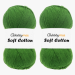HobbyMia Soft Cotton Yarn for Crocheting - 100gr / 361yds - 55% Cotton / 45% Acrylic - (2) Sport Fine Weight (Green - Grass, 2 Skeins)