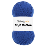 HobbyMia Soft Cotton Yarn for Crocheting - 100gr / 361yds - 55% Cotton / 45% Acrylic - (2) Sport Fine Weight (Blue - Saxe Blue, 1 Skein)
