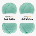 HobbyMia Soft Cotton Yarn for Crocheting - 100gr / 361yds - 55% Cotton / 45% Acrylic - (2) Sport Fine Weight (Green - Aqua Green, 2 Skeins)