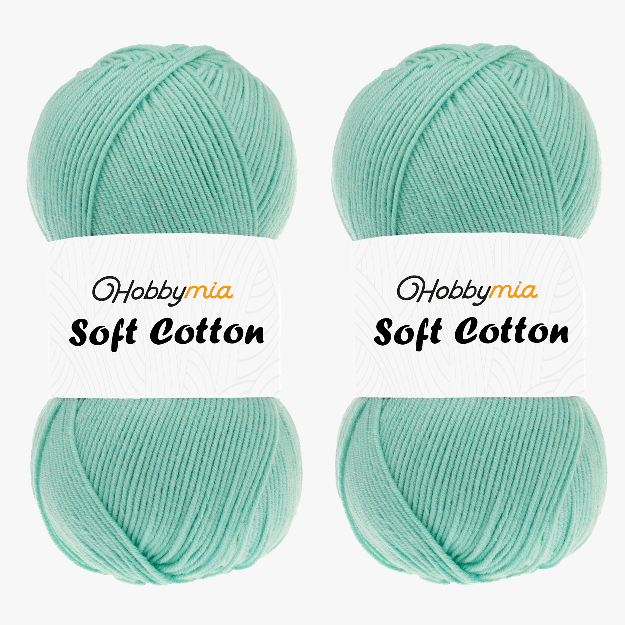 1415-2-1.png HobbyMia Soft Cotton Yarn for Crocheting - 100gr / 361yds - 55% Cotton / 45% Acrylic - (2) Sport Fine Weight (Green - Aqua Green, 2 Skeins) - Image 1