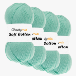 HobbyMia Soft Cotton Yarn for Crocheting - 100gr / 361yds - 55% Cotton / 45% Acrylic - (2) Sport Fine Weight (Green - Aqua Green, 4 Skeins)