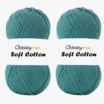HobbyMia Soft Cotton Yarn for Crocheting - 100gr / 361yds - 55% Cotton / 45% Acrylic - (2) Sport Fine Weight (Blue - Sea Blue, 2 Skeins)