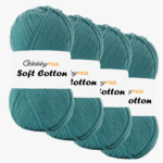 HobbyMia Soft Cotton Yarn for Crocheting - 100gr / 361yds - 55% Cotton / 45% Acrylic - (2) Sport Fine Weight (Blue - Sea Blue, 4 Skeins)