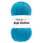 HobbyMia Soft Cotton Yarn for Crocheting - 100gr / 361yds - 55% Cotton / 45% Acrylic - (2) Sport Fine Weight (Blue - Ocean, 1 Skein)