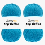 HobbyMia Soft Cotton Yarn for Crocheting - 100gr / 361yds - 55% Cotton / 45% Acrylic - (2) Sport Fine Weight (Blue - Ocean, 2 Skeins)