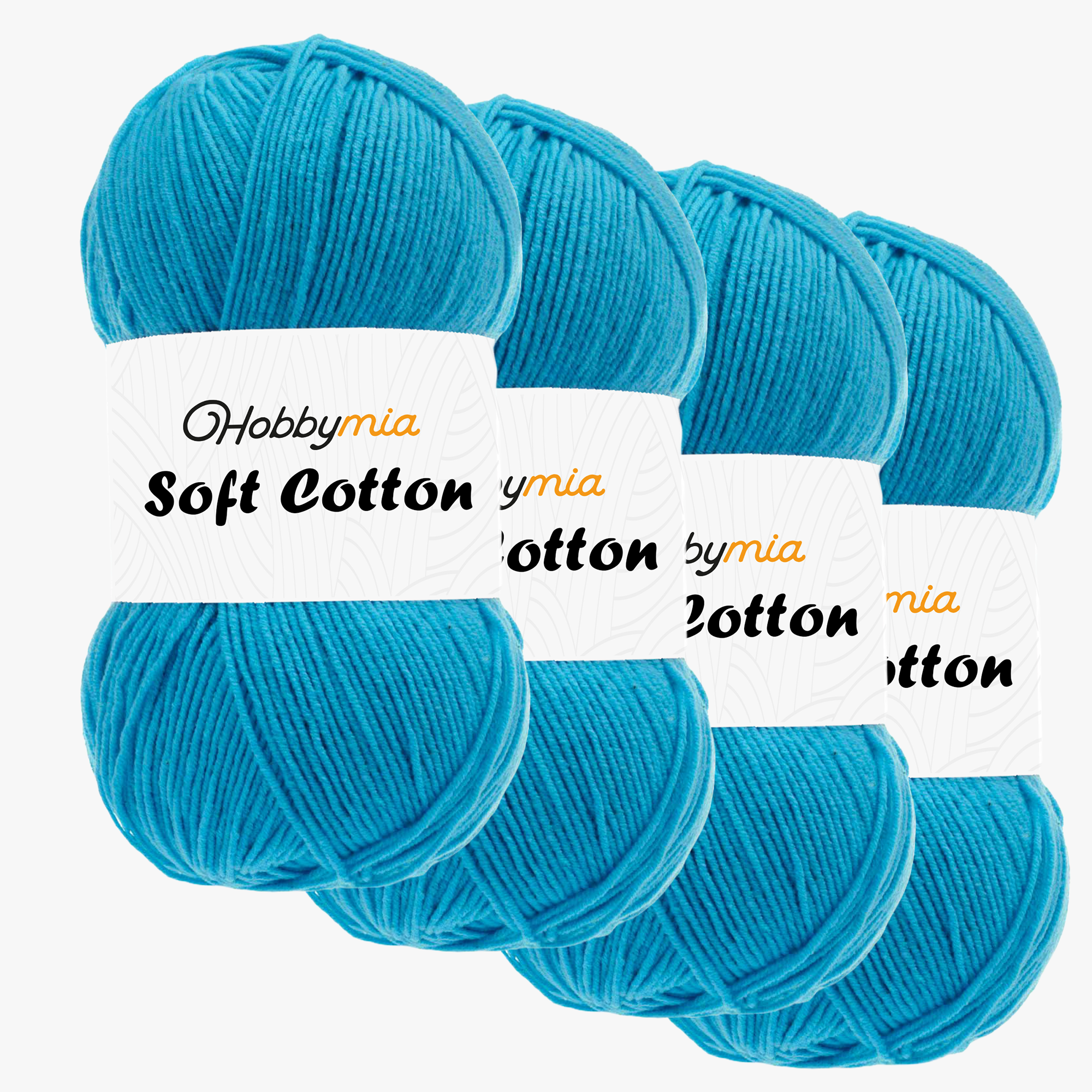 1416-4-1.png HobbyMia Soft Cotton Yarn for Crocheting - 100gr / 361yds - 55% Cotton / 45% Acrylic - (2) Sport Fine Weight (Blue - Ocean, 4 Skeins) - Image 1