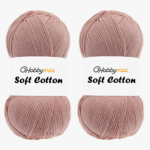 HobbyMia Soft Cotton Yarn for Crocheting - 100gr / 361yds - 55% Cotton / 45% Acrylic - (2) Sport Fine Weight (Bronze - Powder, 2 Skeins)