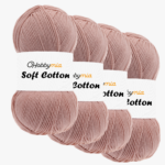 HobbyMia Soft Cotton Yarn for Crocheting - 100gr / 361yds - 55% Cotton / 45% Acrylic - (2) Sport Fine Weight (Bronze - Powder, 4 Skeins)
