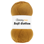 HobbyMia Soft Cotton Yarn for Crocheting - 100gr / 361yds - 55% Cotton / 45% Acrylic - (2) Sport Fine Weight (Brown - Mustard, 1 Skein)