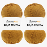 HobbyMia Soft Cotton Yarn for Crocheting - 100gr / 361yds - 55% Cotton / 45% Acrylic - (2) Sport Fine Weight (Brown - Mustard, 2 Skeins)