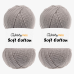 HobbyMia Soft Cotton Yarn for Crocheting - 100gr / 361yds - 55% Cotton / 45% Acrylic - (2) Sport Fine Weight (Gray - Mushroom Gray, 2 Skeins)
