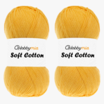 HobbyMia Soft Cotton Yarn for Crocheting - 100gr / 361yds - 55% Cotton / 45% Acrylic - (2) Sport Fine Weight (Orange - Mimosa, 2 Skeins)