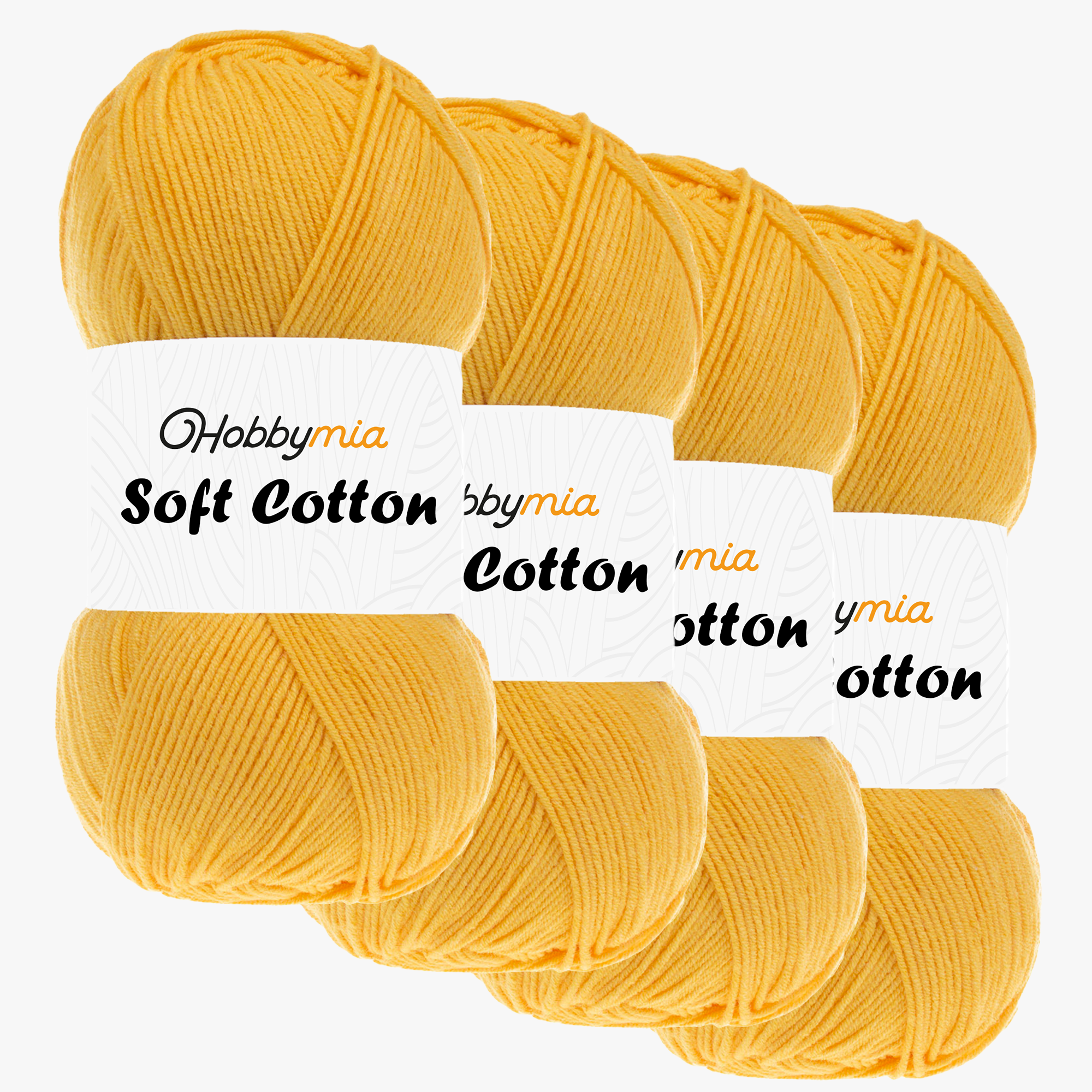 14216-4-1.png HobbyMia Soft Cotton Yarn for Crocheting - 100gr / 361yds - 55% Cotton / 45% Acrylic - (2) Sport Fine Weight (Orange - Mimosa, 4 Skeins) - Image 1