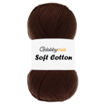 HobbyMia Soft Cotton Yarn for Crocheting - 100gr / 361yds - 55% Cotton / 45% Acrylic - (2) Sport Fine Weight (Brown - Brown, 1 Skein)