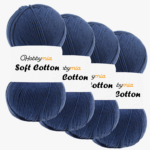 HobbyMia Soft Cotton Yarn for Crocheting - 100gr / 361yds - 55% Cotton / 45% Acrylic - (2) Sport Fine Weight (Blue - Air Force Blue, 4 Skeins)