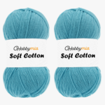 HobbyMia Soft Cotton Yarn for Crocheting - 100gr / 361yds - 55% Cotton / 45% Acrylic - (2) Sport Fine Weight (Blue - Turquoise, 2 Skeins)