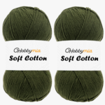 HobbyMia Soft Cotton Yarn for Crocheting - 100gr / 361yds - 55% Cotton / 45% Acrylic - (2) Sport Fine Weight (Green - Forest Green, 2 Skeins)