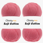 HobbyMia Soft Cotton Yarn for Crocheting - 100gr / 361yds - 55% Cotton / 45% Acrylic - (2) Sport Fine Weight (Pink - Bright Pink, 2 Skeins)