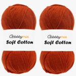 HobbyMia Soft Cotton Yarn for Crocheting - 100gr / 361yds - 55% Cotton / 45% Acrylic - (2) Sport Fine Weight (Red - Rust, 2 Skeins)
