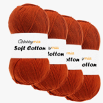 HobbyMia Soft Cotton Yarn for Crocheting - 100gr / 361yds - 55% Cotton / 45% Acrylic - (2) Sport Fine Weight (Red - Rust, 4 Skeins)