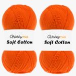 HobbyMia Soft Cotton Yarn for Crocheting - 100gr / 361yds - 55% Cotton / 45% Acrylic - (2) Sport Fine Weight (Orange - Orange, 2 Skeins)