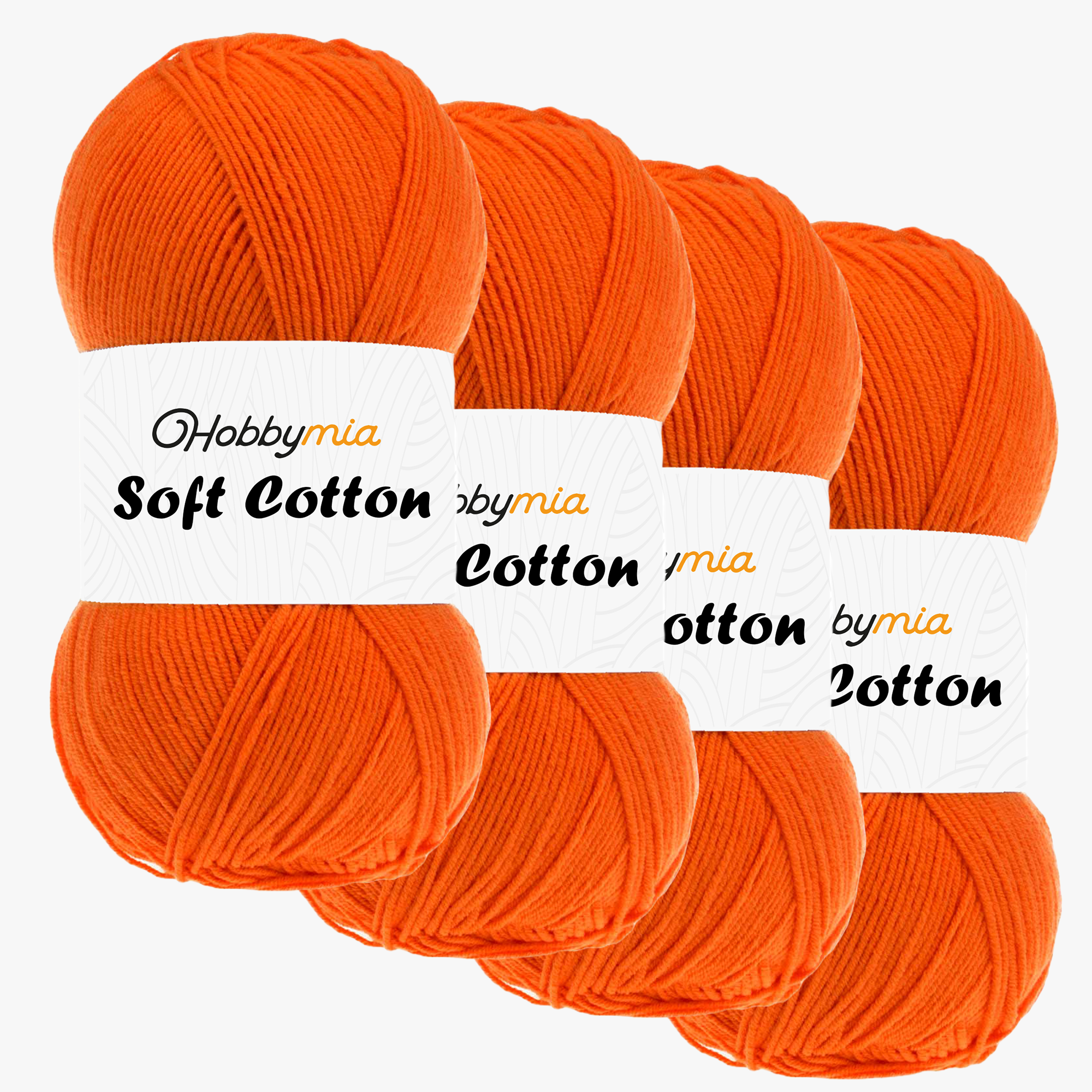 1437-4-1.png HobbyMia Soft Cotton Yarn for Crocheting - 100gr / 361yds - 55% Cotton / 45% Acrylic - (2) Sport Fine Weight (Orange - Orange, 4 Skeins) - Image 1