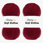HobbyMia Soft Cotton Yarn for Crocheting - 100gr / 361yds - 55% Cotton / 45% Acrylic - (2) Sport Fine Weight (Red - Blackcurrant, 2 Skeins)