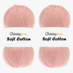 HobbyMia Soft Cotton Yarn for Crocheting - 100gr / 361yds - 55% Cotton / 45% Acrylic - (2) Sport Fine Weight (Pink - Pink Topaz, 2 Skeins)