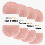 HobbyMia Soft Cotton Yarn for Crocheting - 100gr / 361yds - 55% Cotton / 45% Acrylic - (2) Sport Fine Weight (Pink - Pink Topaz, 4 Skeins)