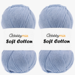 HobbyMia Soft Cotton Yarn for Crocheting - 100gr / 361yds - 55% Cotton / 45% Acrylic - (2) Sport Fine Weight (Blue - Blue, 2 Skeins)
