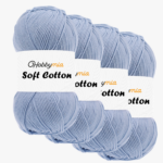HobbyMia Soft Cotton Yarn for Crocheting - 100gr / 361yds - 55% Cotton / 45% Acrylic - (2) Sport Fine Weight (Blue - Blue, 4 Skeins)