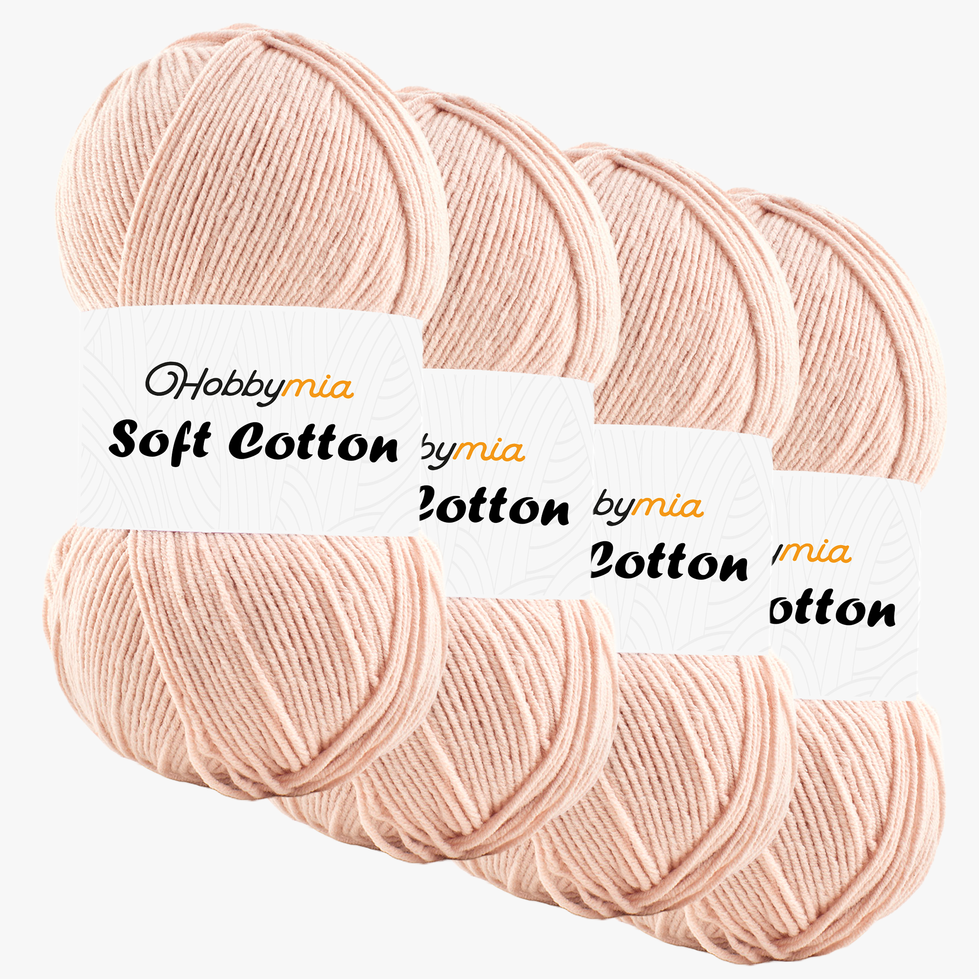 14401-4-1.png HobbyMia Soft Cotton Yarn for Crocheting - 100gr / 361yds - 55% Cotton / 45% Acrylic - (2) Sport Fine Weight (Pink - Rosewater, 4 Skeins) - Image 1