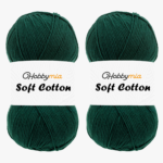 HobbyMia Soft Cotton Yarn for Crocheting - 100gr / 361yds - 55% Cotton / 45% Acrylic - (2) Sport Fine Weight (Green - Green Glass, 2 Skeins)