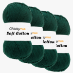 HobbyMia Soft Cotton Yarn for Crocheting - 100gr / 361yds - 55% Cotton / 45% Acrylic - (2) Sport Fine Weight (Green - Green Glass, 4 Skeins)