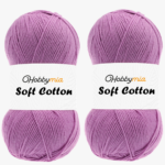 HobbyMia Soft Cotton Yarn for Crocheting - 100gr / 361yds - 55% Cotton / 45% Acrylic - (2) Sport Fine Weight (Purple - Lavender, 2 Skeins)