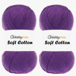 HobbyMia Soft Cotton Yarn for Crocheting - 100gr / 361yds - 55% Cotton / 45% Acrylic - (2) Sport Fine Weight (Purple - Purple, 2 Skeins)
